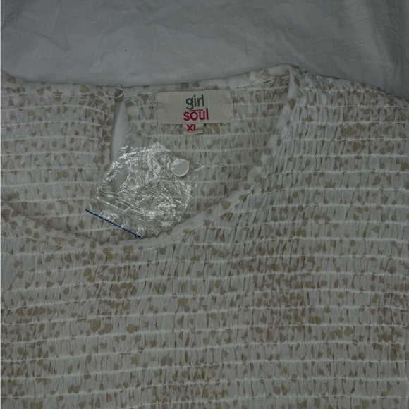 NWT Sheer White & Cream Blouse • Bohemian Style • Business Casual • Teen X-Large - Picture 4 of 7